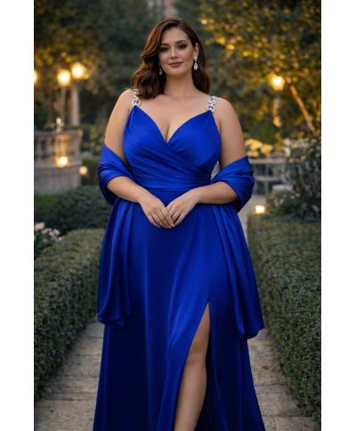 Abito da cerimonia blu cobalto, tg curvy - Zosia - Abiti da cerimonia taglie comode - Gogolfun.it