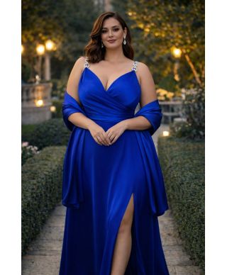 Abito da cerimonia blu cobalto, tg curvy - Zosia - Abiti da cerimonia taglie comode - Gogolfun.it