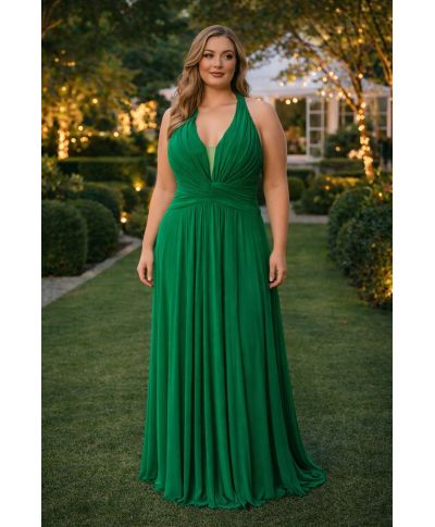 Vestito elegante verde tg curvy - Ginni - Abiti eleganti in taglie curvy - Gogolfun.it