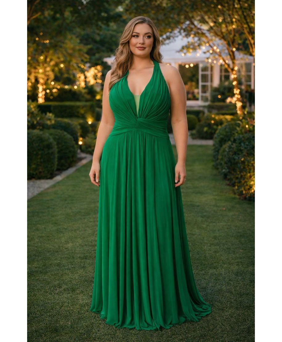 Vestito elegante verde tg curvy - Ginni - Abiti eleganti in taglie curvy - Gogolfun.it