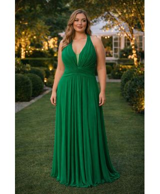 Vestito elegante verde tg curvy - Ginni - Abiti eleganti in taglie curvy - Gogolfun.it