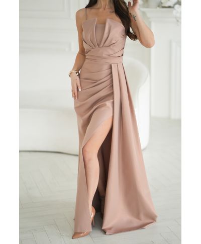 Vestito da cerimonia Oro - Scollatura Geometrica - Oriana