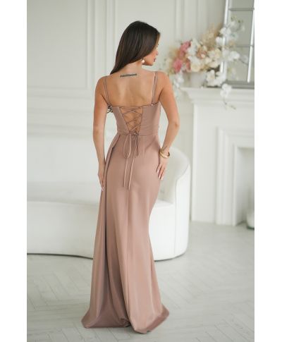 Vestito da cerimonia Oro - Scollatura Geometrica - Oriana