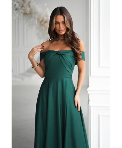 Vestito lungo verde elegante - Spacco laterale – Perfetto per matrimoni e serate di gala
