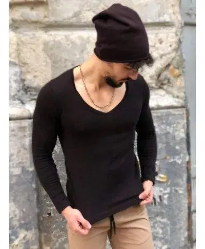 Maglia uomo - Manica lunga - scollo V profondo