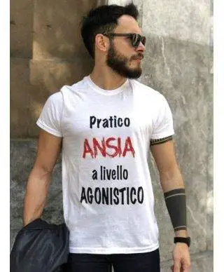 T shirt uomo - Maglietta Ansia - T shirt girocollo con scritta