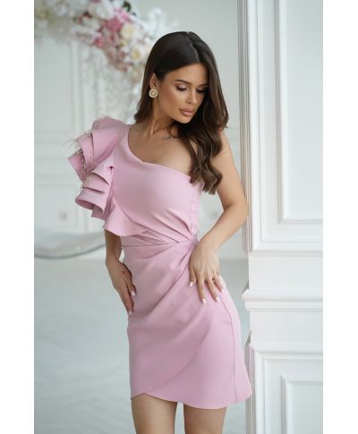 Vestito corto, tubino - Rosa sporco - Mono spalla