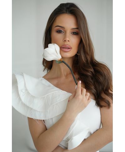 Abito elegante, lungo – Mono spalla - Colore  Ecru