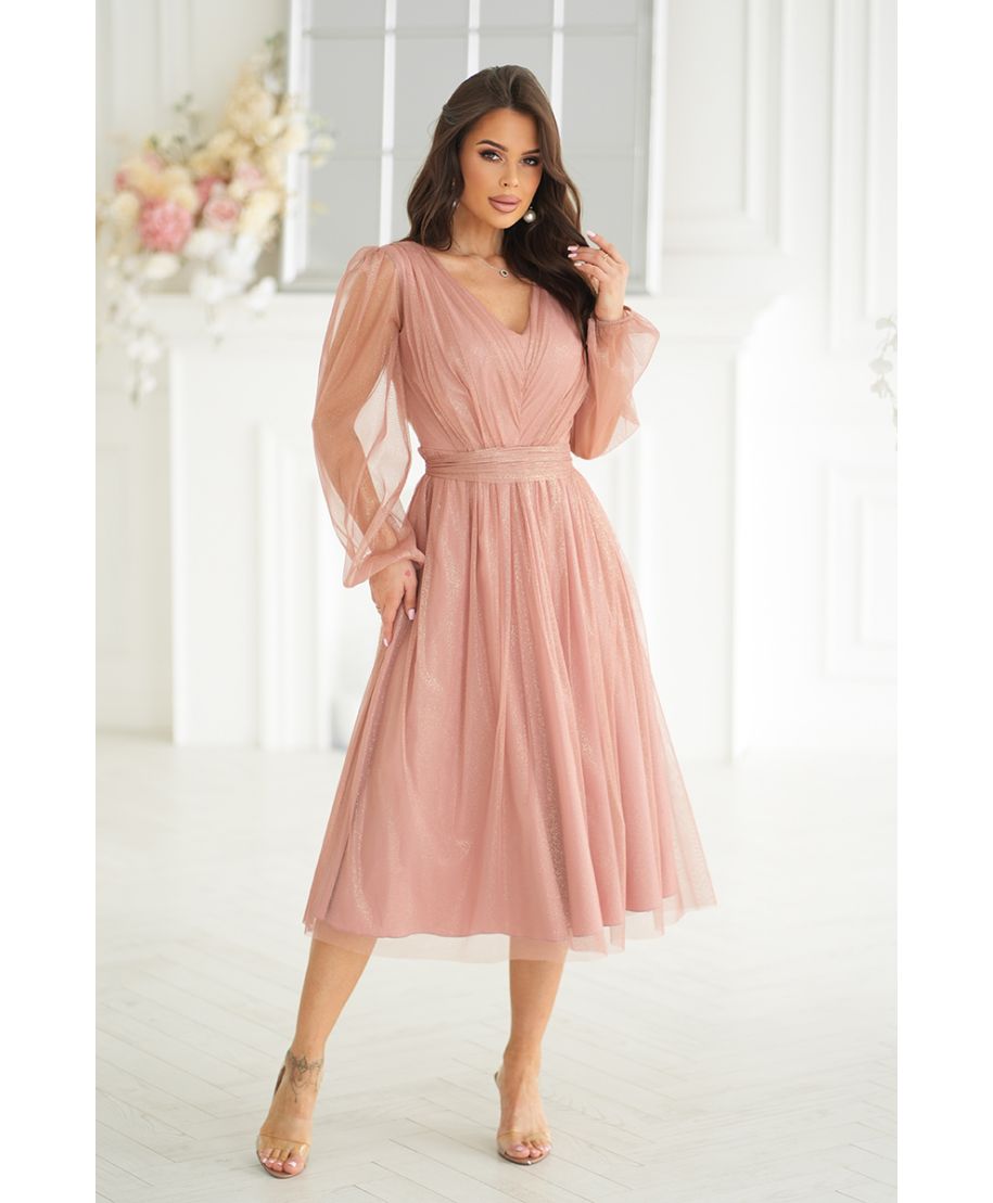 Abito donna - Con manichetta in tulle – Nudo