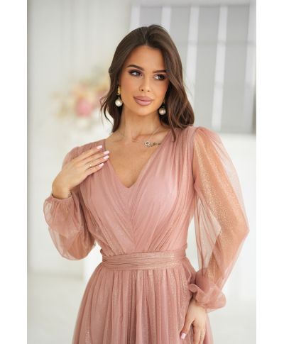 Abito donna - Con manichetta in tulle – Nudo