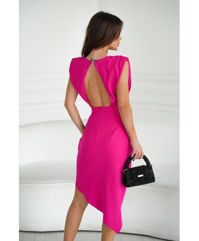 Vestito corto elegante - Rosa fluo. - Schiena scoperta