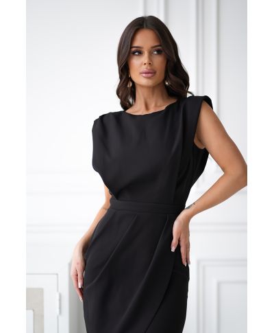 Abito corto, elegante - Colore nero - Asimetrico - Scollo alto