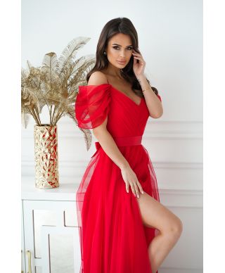 Vestito lungo elegante - In tulle – Rosso