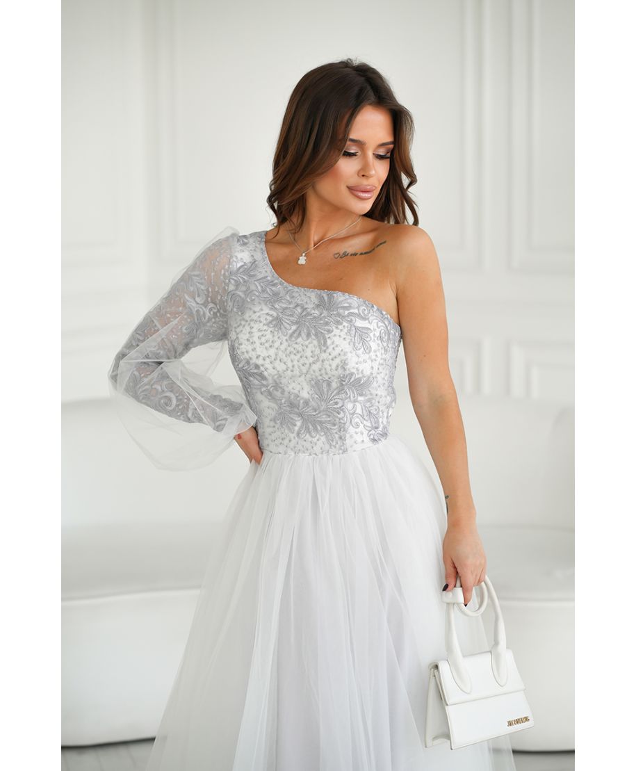 Abito lungo in tulle - Bianco