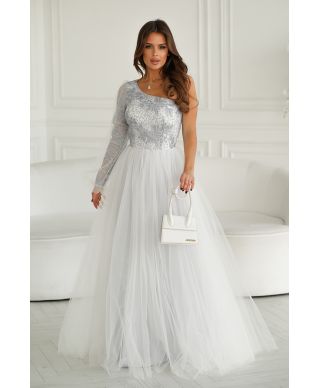 Abito lungo in tulle - Bianco