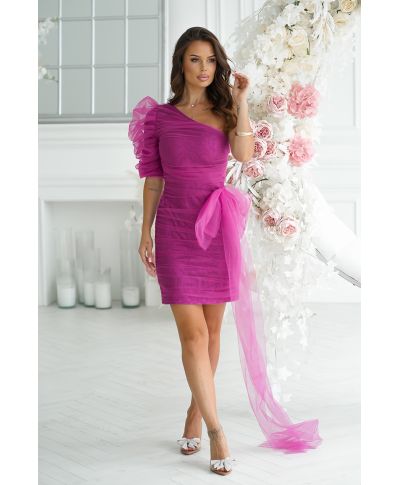 Tubino corto mono spalla - Fuxia - Lilia