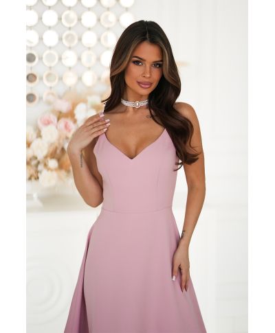 Vestito da cerimonia rosa cipria midi con gonna ampia – Tessa