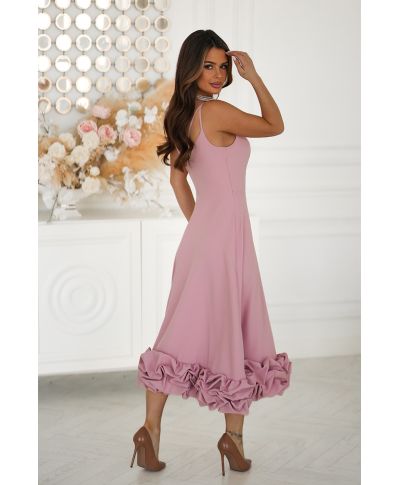 Vestito da cerimonia rosa cipria midi con gonna ampia – Tessa