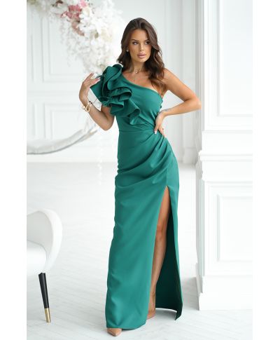Vestito lungo elegante a sirena, verde -Fiora