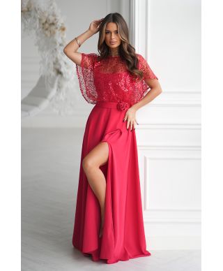 Vestito lungo elegante Rosso - ELEONORA