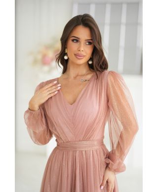 Abito donna - Con manichetta in tulle – Nudo