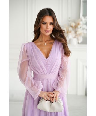Abito donna - Con manichetta in tulle – Viola