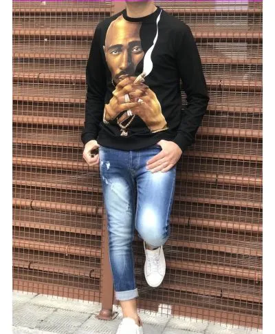 Felpa uomo, nera - 2 Pac