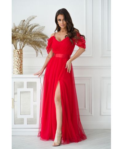 Vestito lungo elegante - In tulle – Rosso