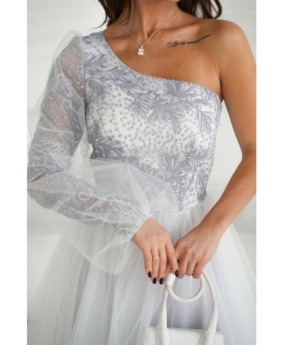 Abito lungo in tulle - Bianco