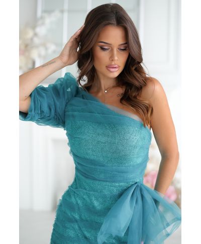 Tubino corto, mono spalla – Turchese