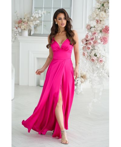 Vestito da cerimonia - In raso - Fuxia