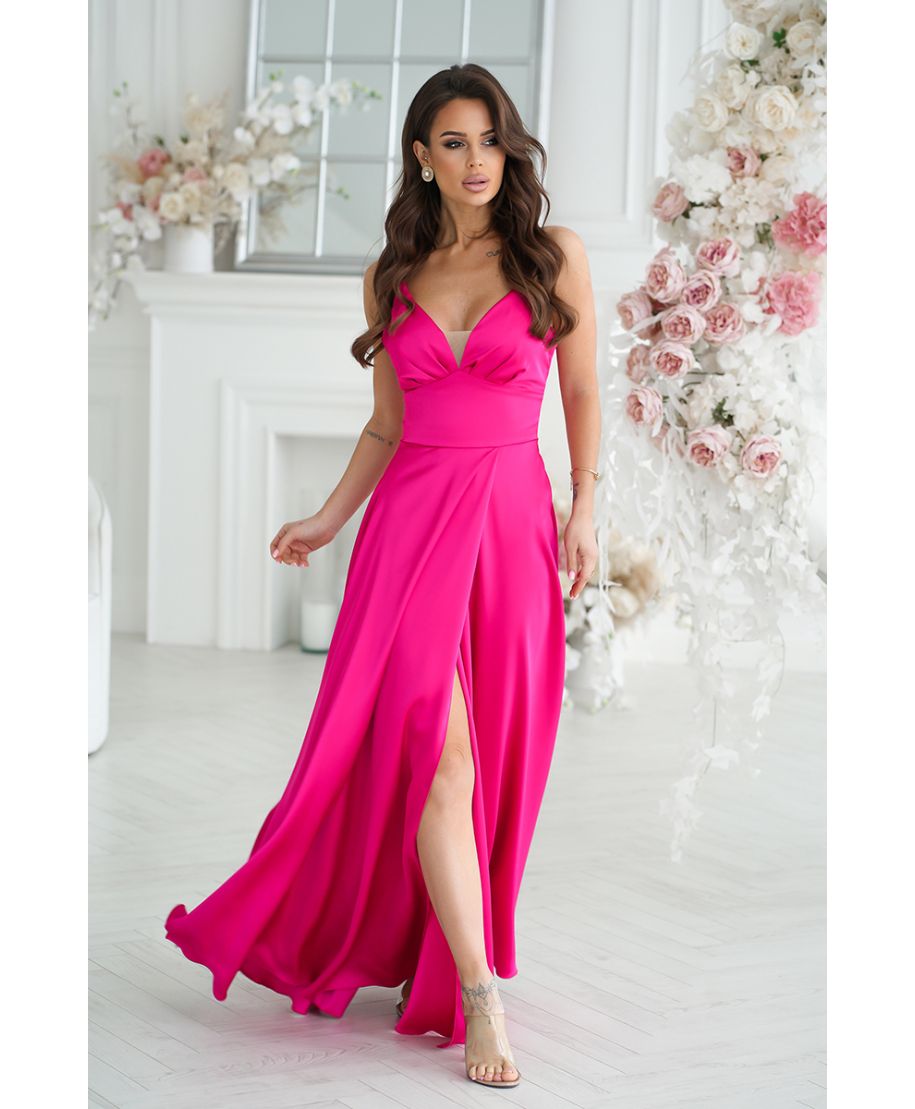 Vestito da cerimonia - In raso - Fuxia