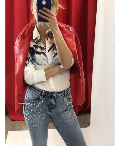 Camicia Donna bianca - Elegante - Fantasia floreale