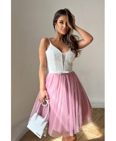 Vestito corto elegante con gonna in tulle