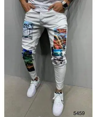 Jeans bianco - Con toppe colorate - Skinny