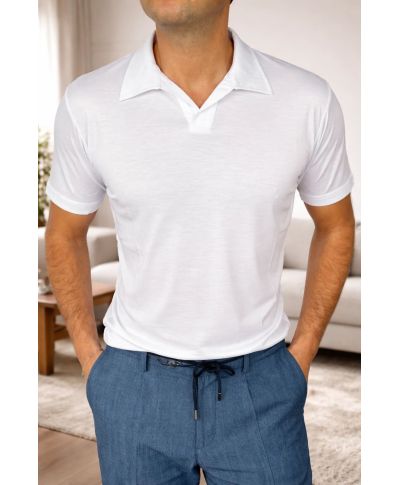 Polo bianca in tencel - Paul Miranda