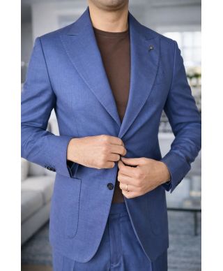 Giacca uomo in misto lino, blu avio - Managua - Paul Miranda