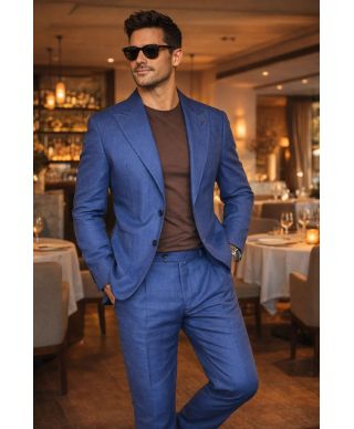 Giacca uomo in misto lino, blu avio - Managua - Paul Miranda