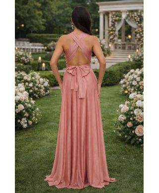 Vestito da cerimonia con spacco e schiena scoperta - Star bis - Abiti da cerimonia rosa - Gogolfun.it