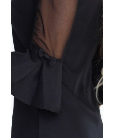 Vestito nero elegante con maniche trasparenti – Abito corto - Selmira - GOGOLFUN.IT