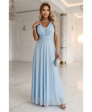 Vestito lungo azzurro elegante – Abito  per cerimonia e matrimonio - Dorelia - Gogolfun.it