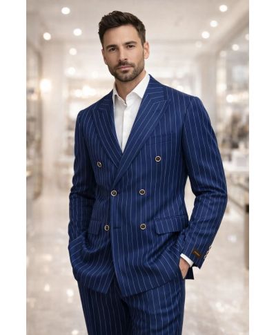 Abito uomo doppiopetto gessato beige - Boris - Abiti uomo eleganti - Gogolfun.it