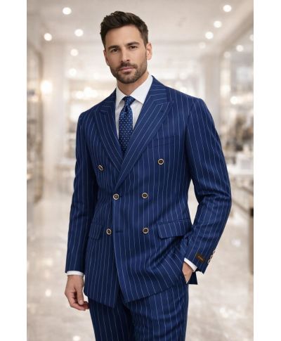 Abito uomo doppiopetto gessato beige - Boris - Abiti uomo eleganti - Gogolfun.it