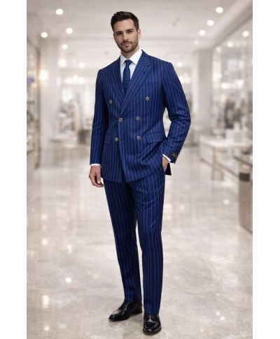 Abito uomo doppiopetto gessato beige - Boris - Abiti uomo eleganti - Gogolfun.it