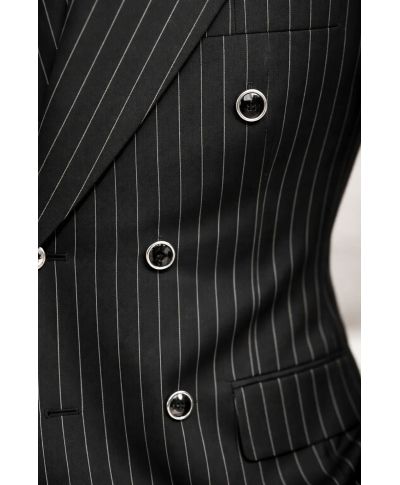 Abito doppiopetto nero gessato - Boris - Abiti uomo eleganti - Gogolfun.it