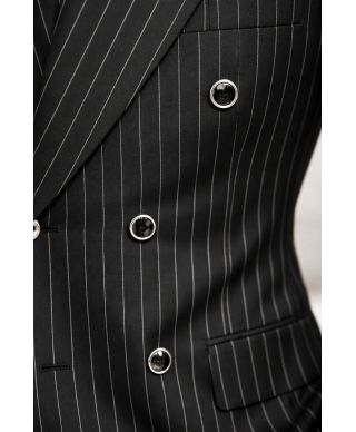 Abito doppiopetto nero gessato - Boris - Abiti uomo eleganti - Gogolfun.it