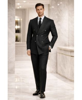 Abito doppiopetto nero gessato - Boris - Abiti uomo eleganti - Gogolfun.it