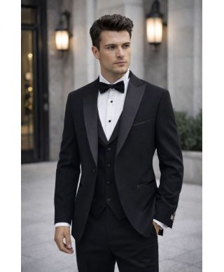 Smoking uomo nero con gilet - Pascal - Abiti da Cerimonia uomo online - Gogolfun.it