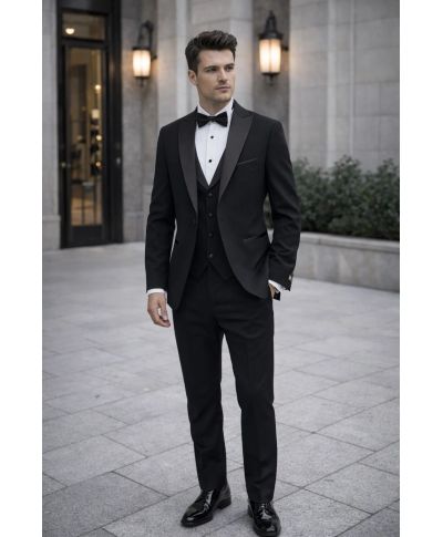 Smoking uomo nero con gilet - Pascal - Abiti da Cerimonia uomo online - Gogolfun.it