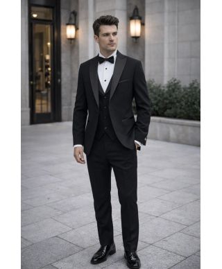 Smoking uomo nero con gilet - Pascal - Abiti da Cerimonia uomo online - Gogolfun.it